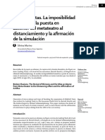 Ilusiones Rotas. La Imposibilidad Mimética y La Puesta en Abismo: Del Metateatro Al Distanciamiento y La Afirmación de La Simulación