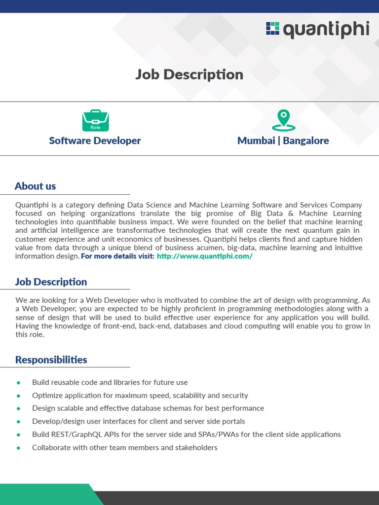 JD Software Developer PDF Big Data Programmer