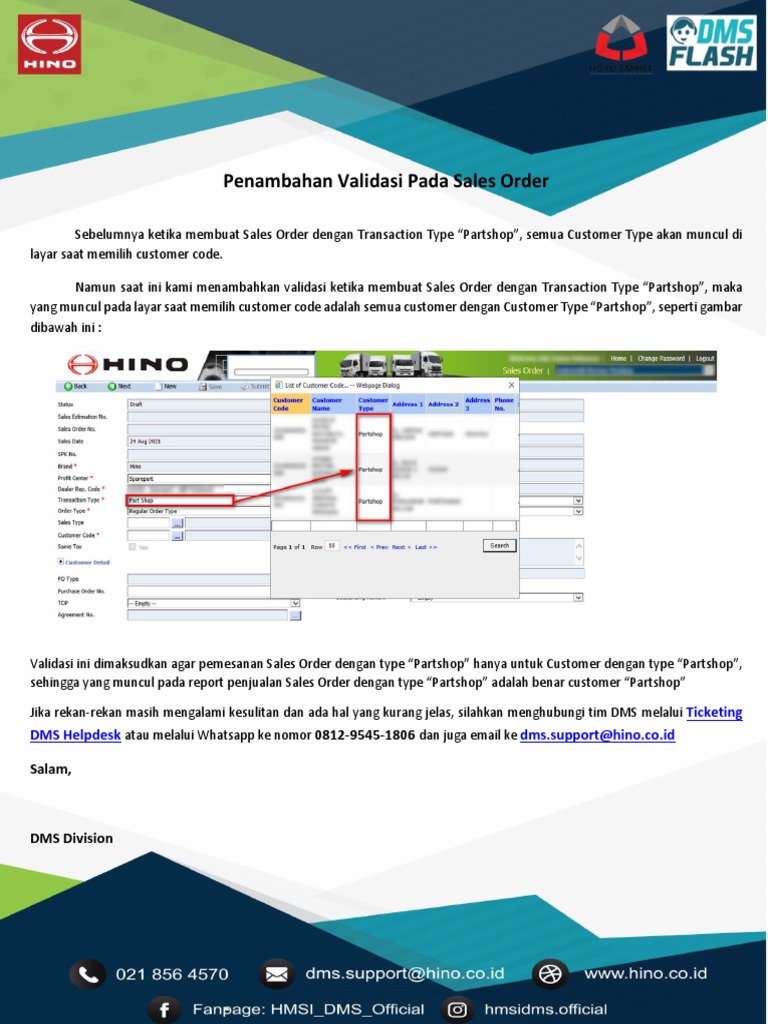 DMS Flash - Sales Order Validation Customer Partshop | PDF | Bisnis