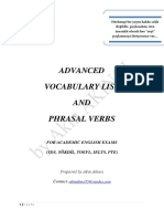 Advanced Vocabulary List and Phrasal Ver