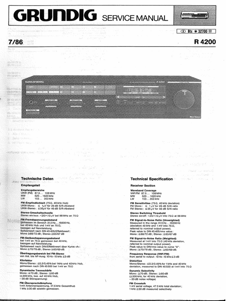 Grundig R 4200 Service Manual | PDF