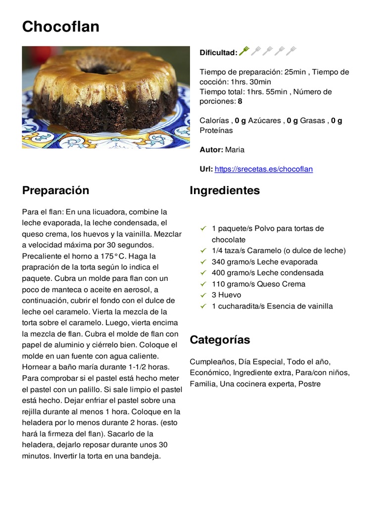 Chocoflan | PDF | Alimentos | Comida regional y étnica