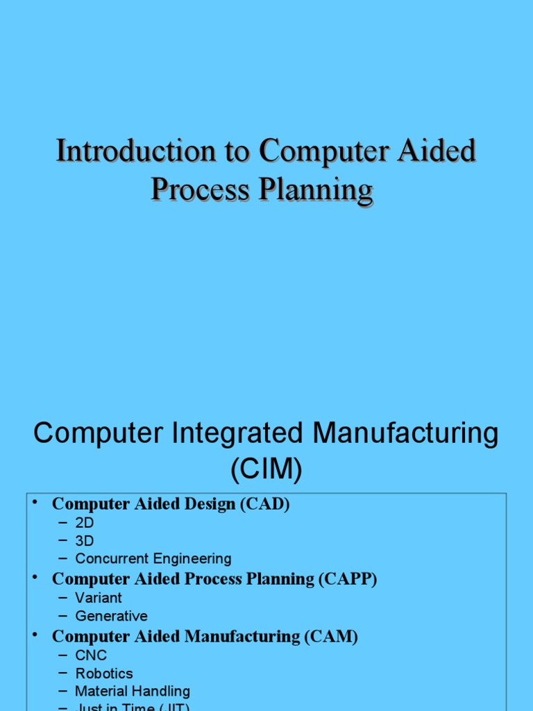 Introduction To Computer Aided Process Planning PDF