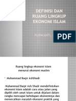 DEFINISI DAN RUANG LINGKUP EKONOMI ISLAM Mnurut Ekonom Muslim