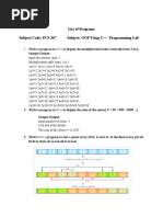 List of Programs Subject Code: PCS-307 Subject: OOP Using C++ Programming Lab