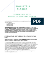 Psiquiatria Clásica: Surgimiento de La Psicopatologia Como Ciencia