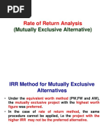 IRR Method For Mutually Exclusive Alternatives