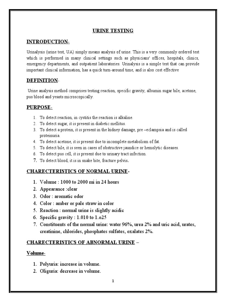 Urine Testing Procedures in Nursing | PDF | Urine | Kidney