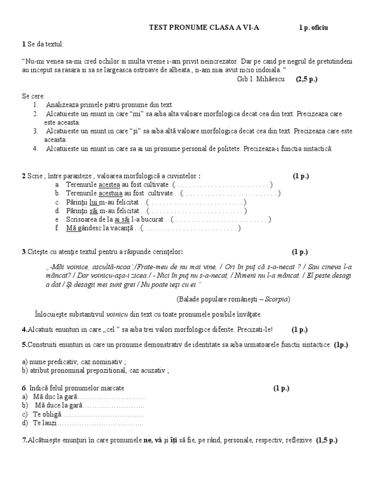Test Pronume