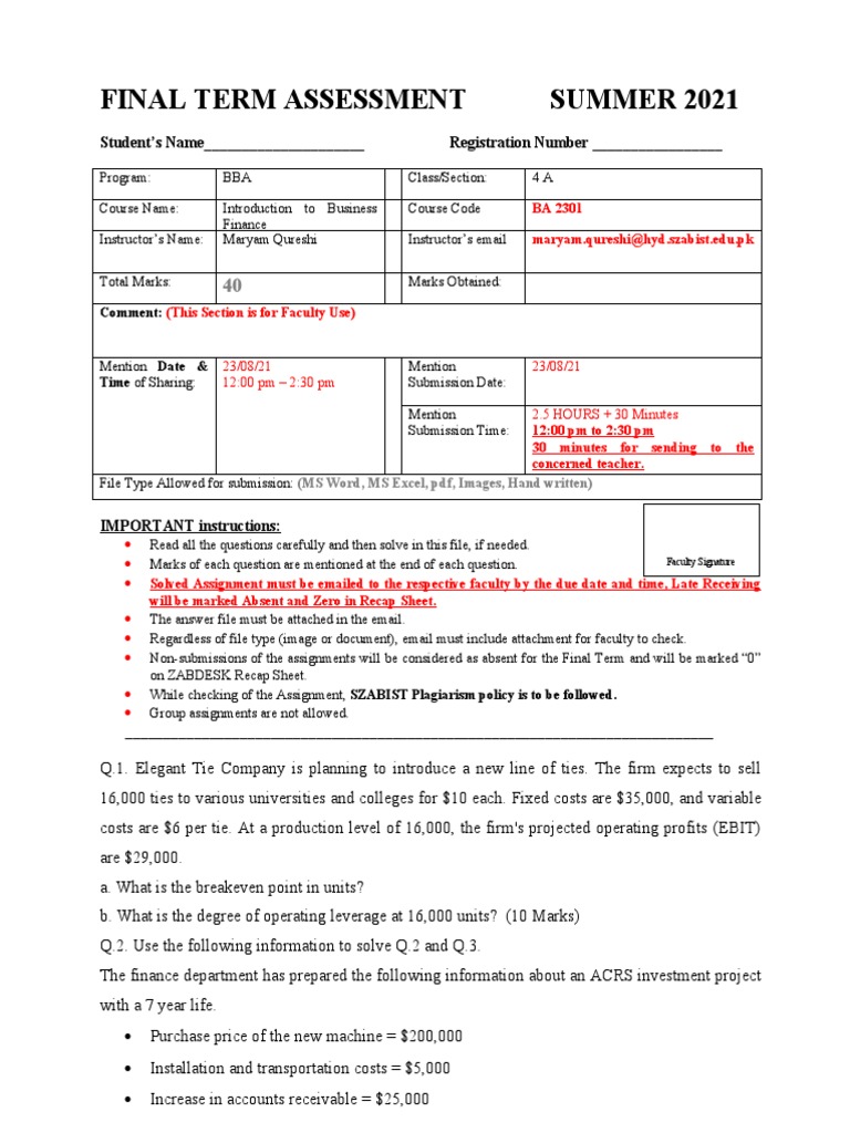 Maryam - 37 - 3726 - 1 - Assignment Based FT Template SUMMER 2021 | PDF ...
