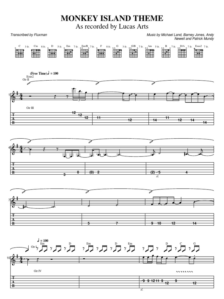 Monkey Island Main Theme (Guitar and Chords) Leisure