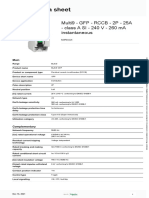 Product Data Sheet: Multi9 - GFP - RCCB - 2P - 25A - Class A SI - 240 V - 260 Ma Instantaneous