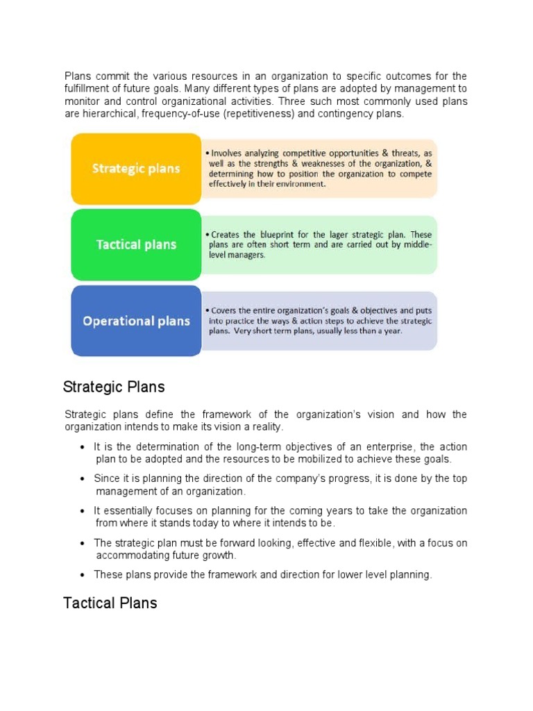 Types of Planning | PDF | Goal | Strategic Planning