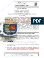 Acta audiencia pública proceso restitución bien uso público Tinjacá 2017