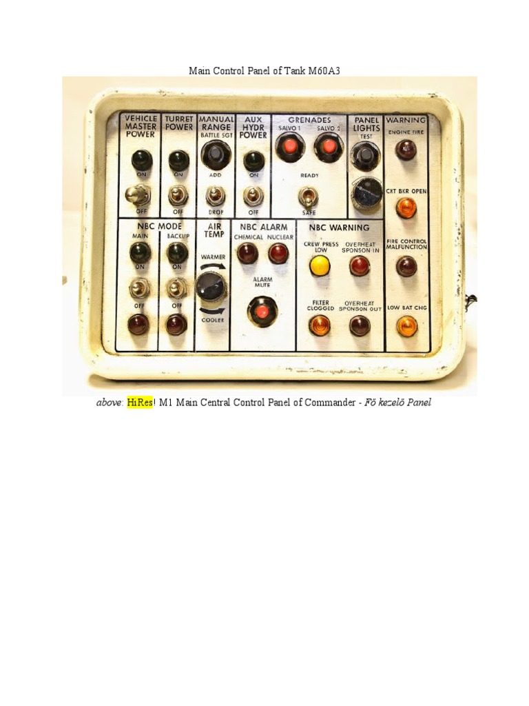 M60A3 Tank Control Panel Overview | PDF | Equipment | Military Technology