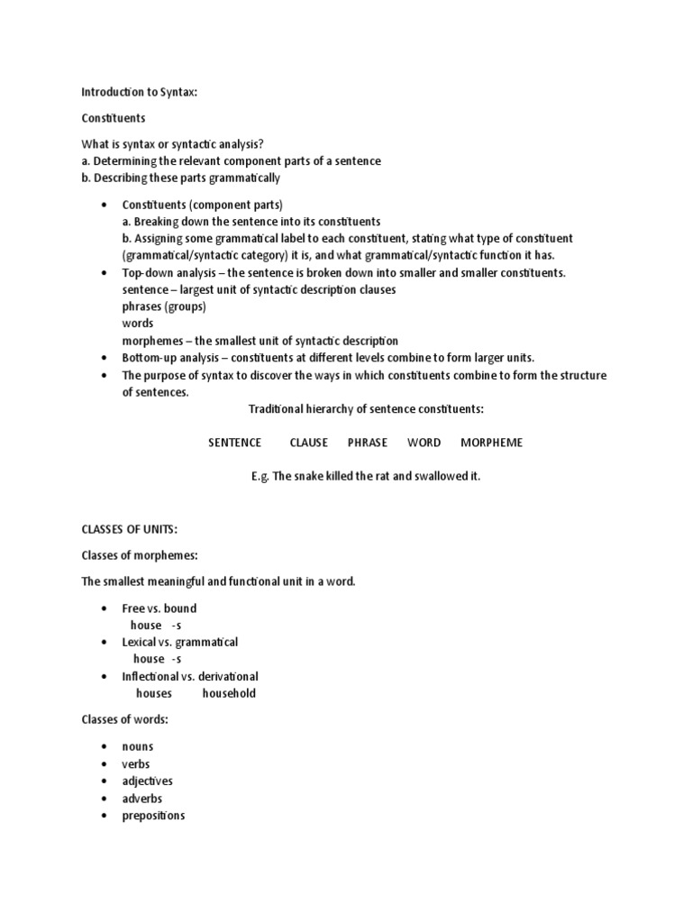 Understanding Sentence Constituents | PDF | Word | Part Of Speech