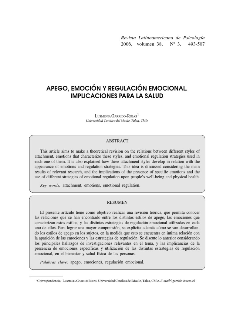 Apego Regulacion Emocional | PDF | Teoría de apego | Las emociones