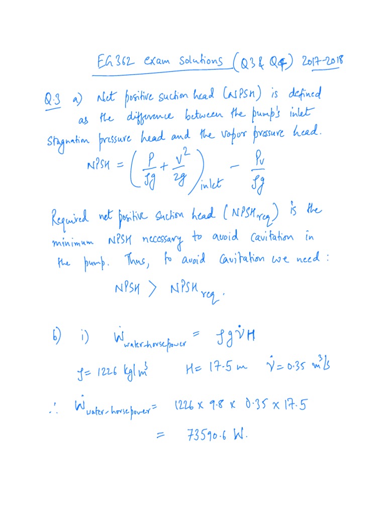17-18-Solutions Q3 and Q4 | PDF | Hydraulics | Phases Of Matter