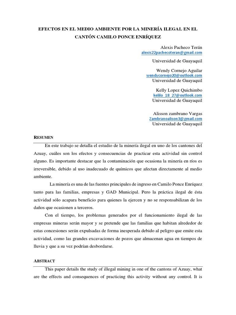 Impacto Ambiental de la Minería Ilegal en Azuay | PDF | Minería ...