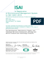 Certificate of Registration of Environmental Management System To ISO 14001:2015