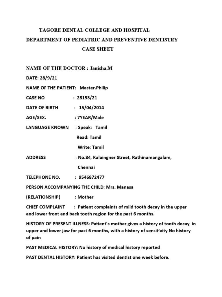 Pediatric Dental Case: Early Childhood Caries | PDF | Human Tooth ...
