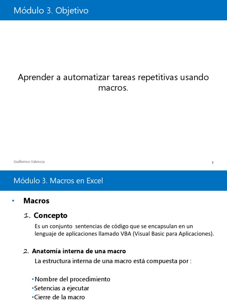 Guía de Macros en Excel | PDF | Macro (informática) | Visual Basic para ...
