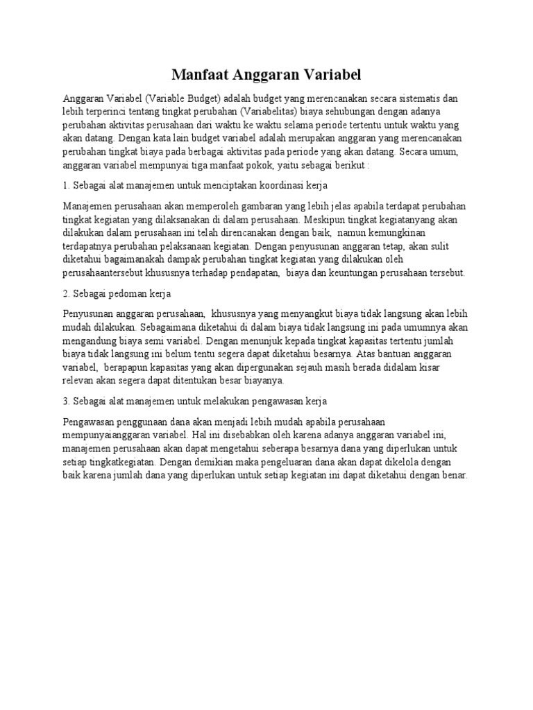 Manfaat Anggaran Variabel | PDF