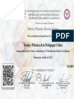 Teoría y Práctica de La Pedagogía Crítica-Certificado de Participación (Se Emite y Descarga Solamente en Horario Autorizado) 38473