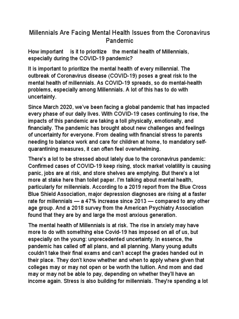Millennials' Mental Health Crisis | PDF | Mental Health | Millennials