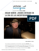 Edgar Morin - Hemos Entrado en La Era de Las Incertidumbres - Lecturas Sumergidas