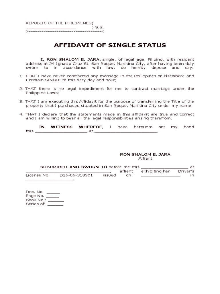 Affidavit of Status PDF