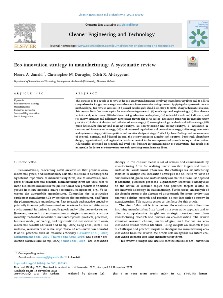 Cleaner Engineering and Technology Noora A. Janahi, Christopher M