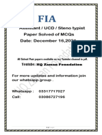 Assistant / Ucd / Steno Typist Paper Solved of Mcqs Date: December 16,2021