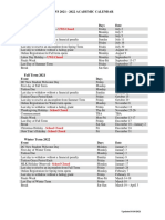 Uws 2021 - 2022 Academic Calendar: Event Days Date