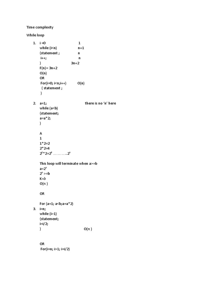 Time Complexity While Loop | PDF