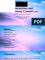 Transactions and Concurrency Control: Lecturer: Assistant Pro. Aslamzai Prepared By: Nazifa Kazimi Attendance #: 41