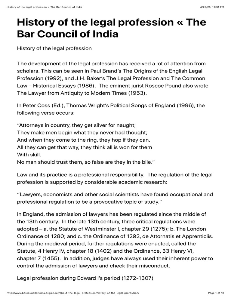 Evolution of the Legal Profession History | PDF | Lawyer | Barrister
