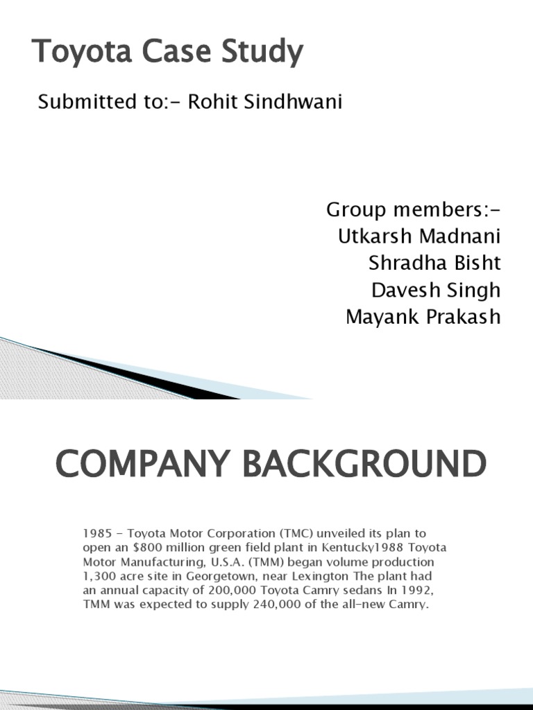 recommendation of toyota case study