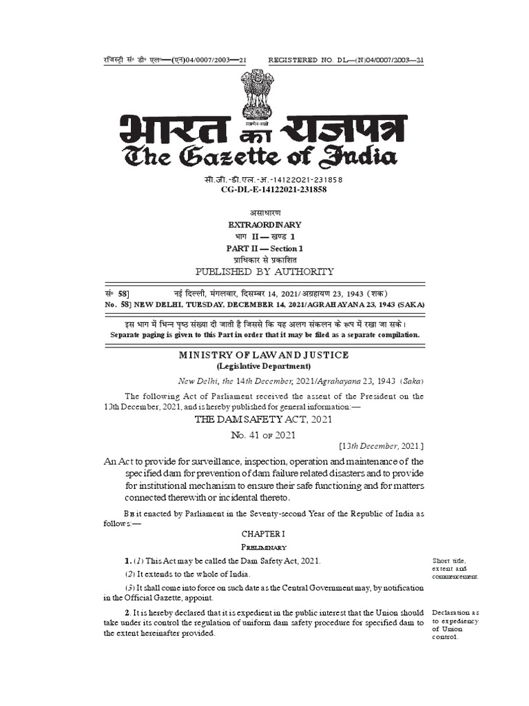 Dam Safety Act 2021 PDF Dam Flood