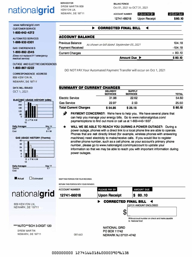 National Grid Bill Summary and Payment Info | PDF | Electrical ...