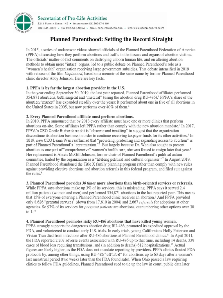 Planned Parenthood Fact Sheet | Descargar gratis PDF | Planned ...