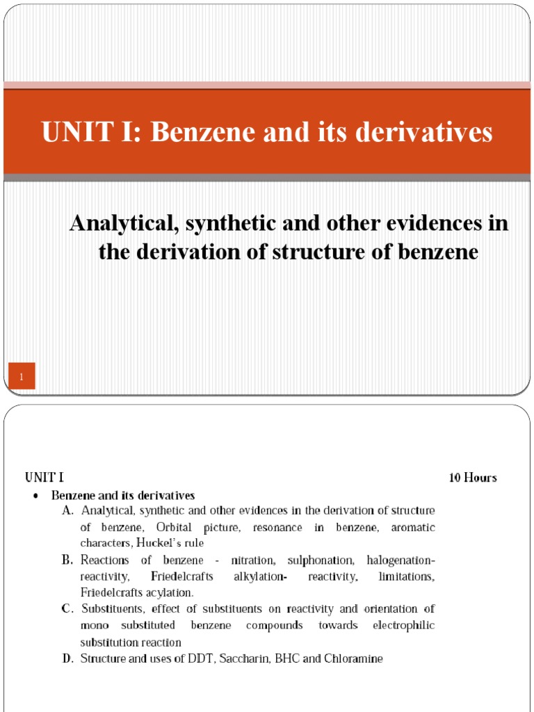 UNIT I: Benzene and Its Derivatives: Analytical, Synthetic and Other ...