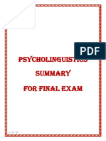 Psycholinguistics Summary and Parts of the Brain