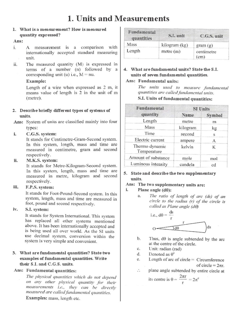 Units and Measurements | PDF