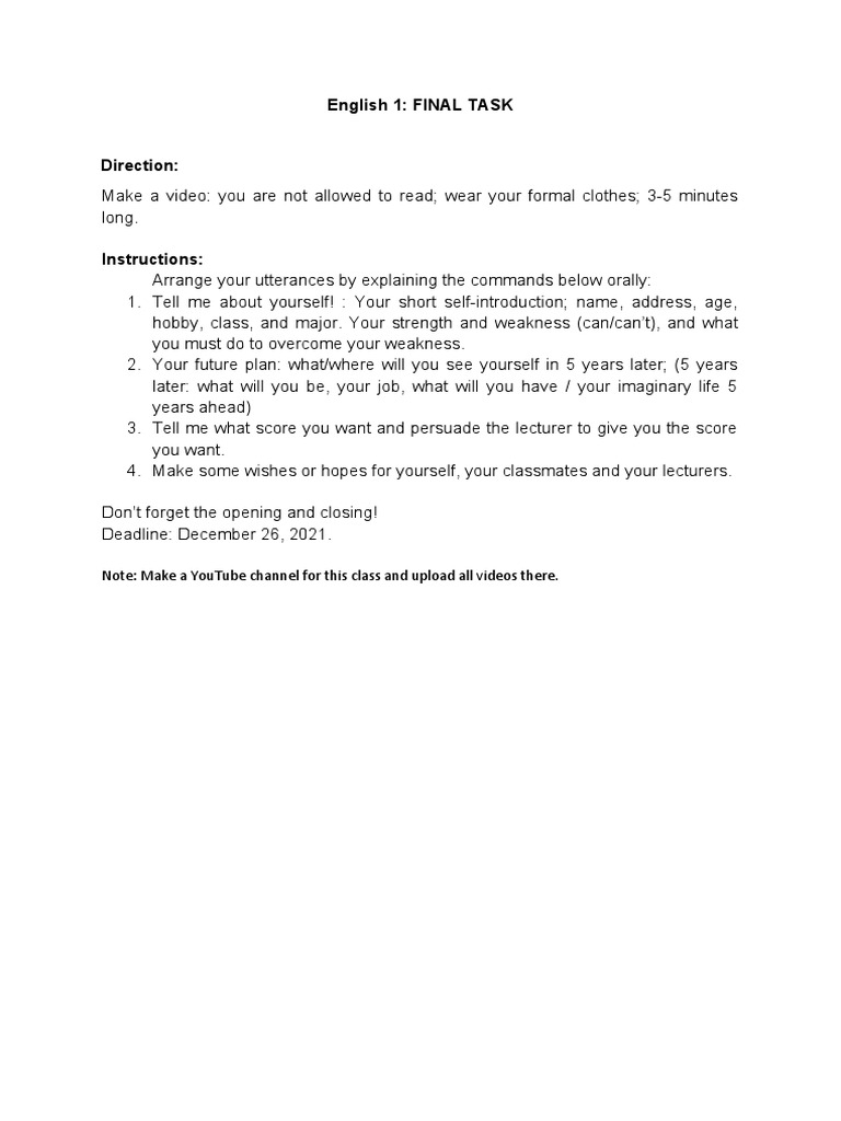 English 1 Final Task | PDF | Language Arts & Discipline