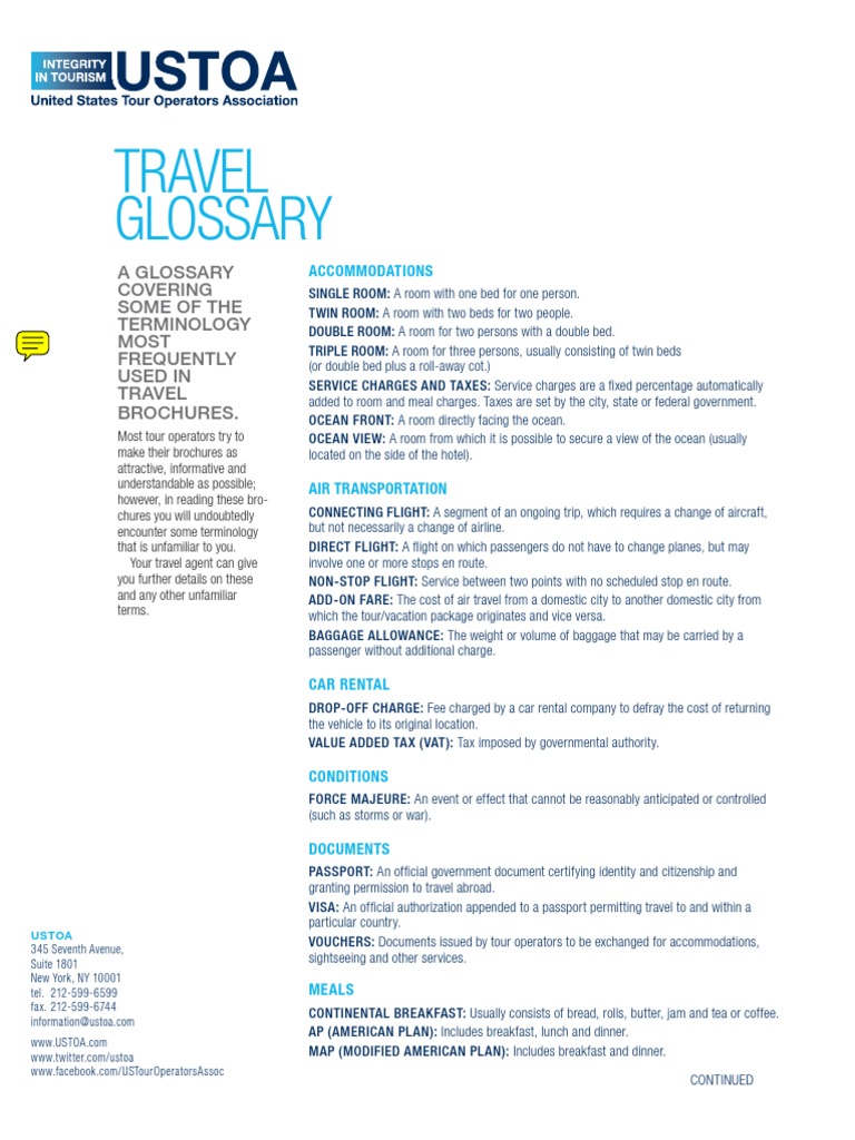 Travel Glossary A Glossary Covering Some of The Terminology Most