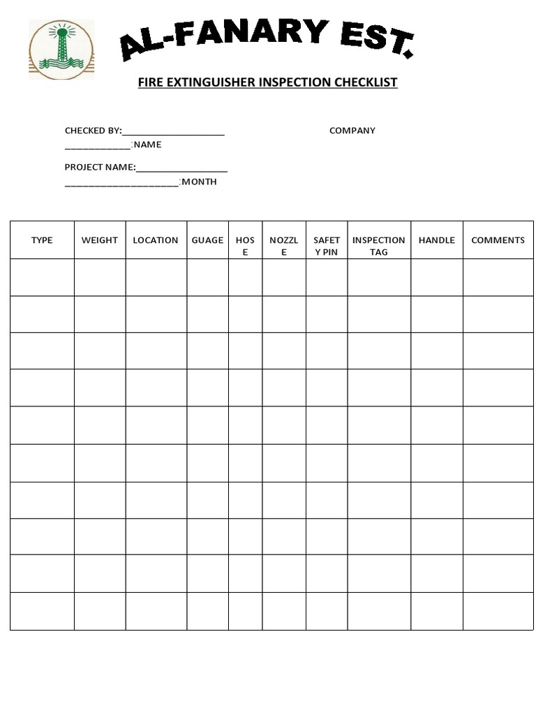 Fire Extinguisher Inspection Checklist | PDF | Business