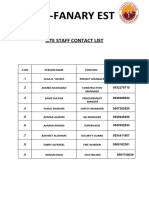 Site Staff Contact List