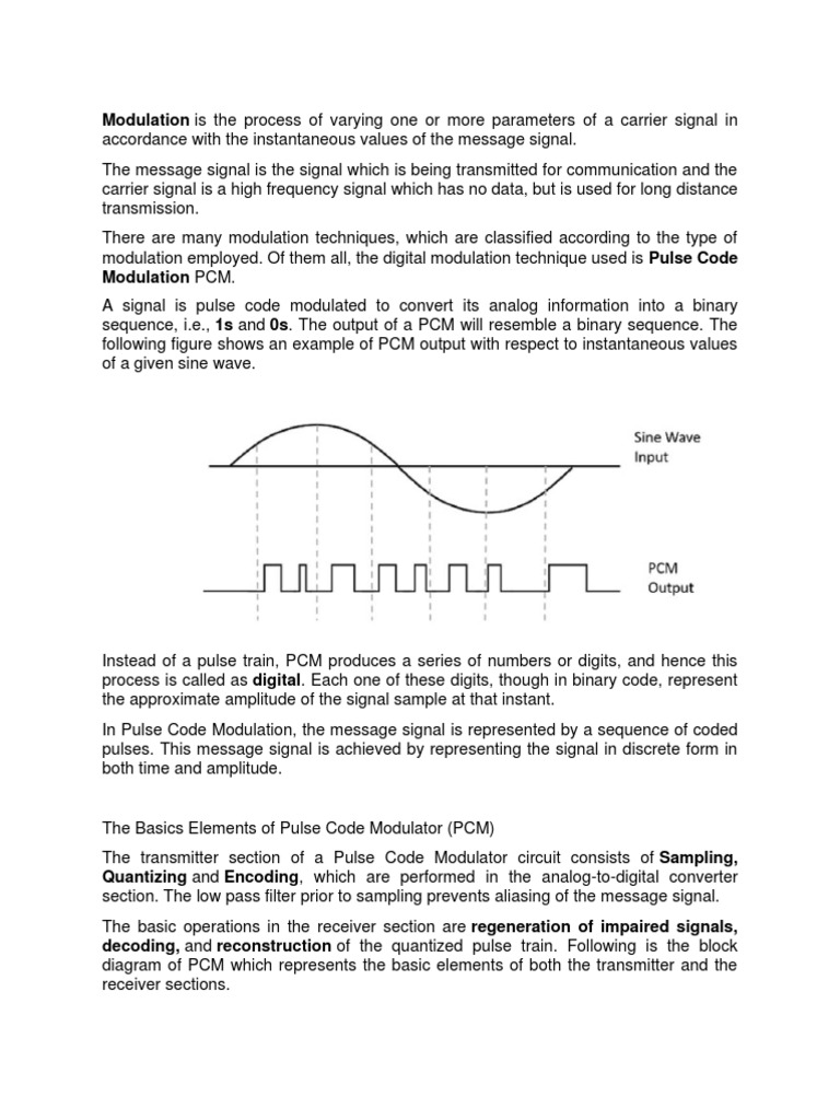 Pulse Code Modulation | PDF | Modulation | Sampling (Signal Processing)