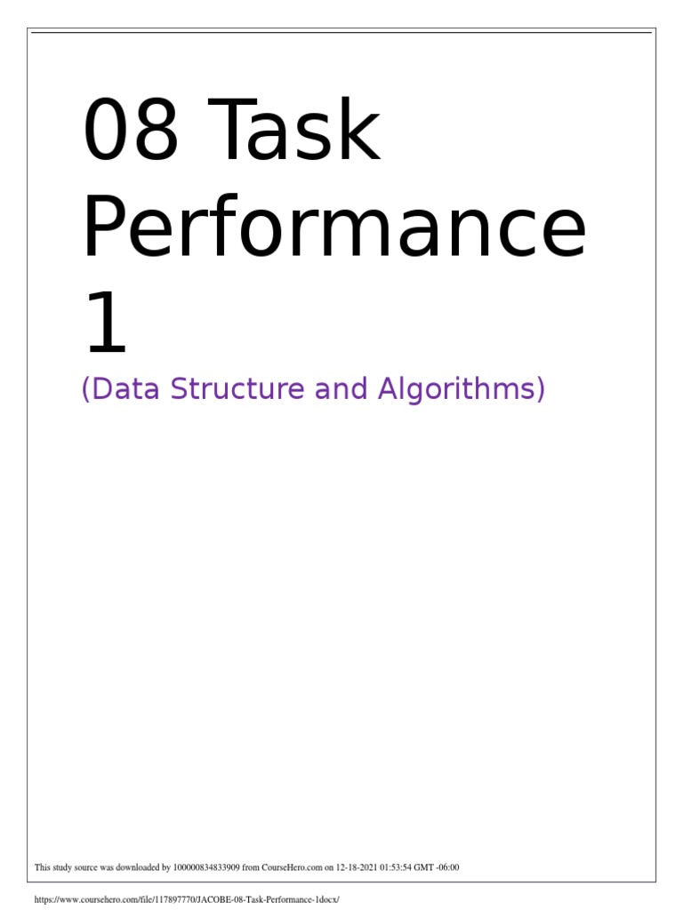 JACOBE 08 Task Performance 1 | PDF | Algorithms | Algorithms And Data ...